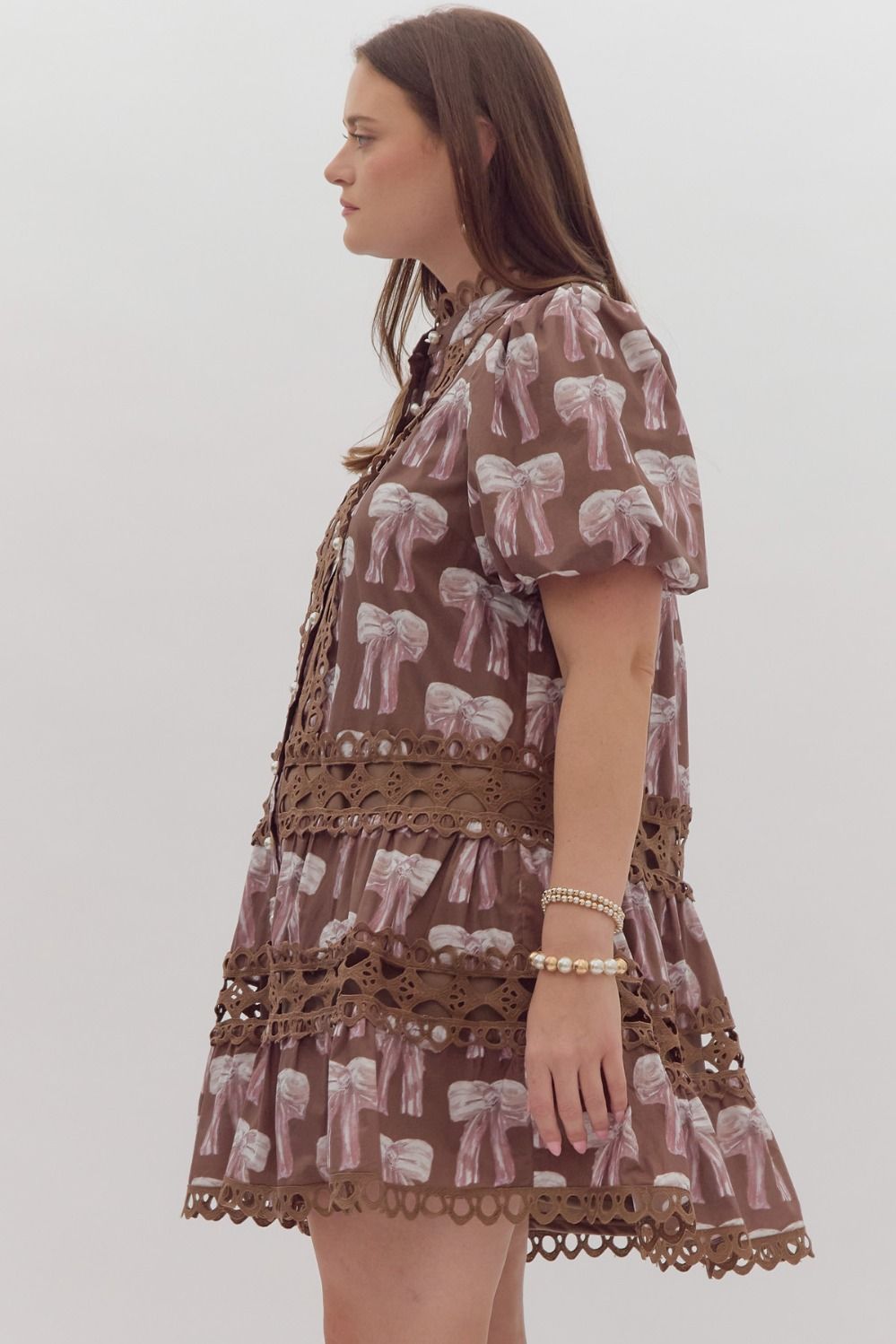 Plus Bow Tie Mini Dress