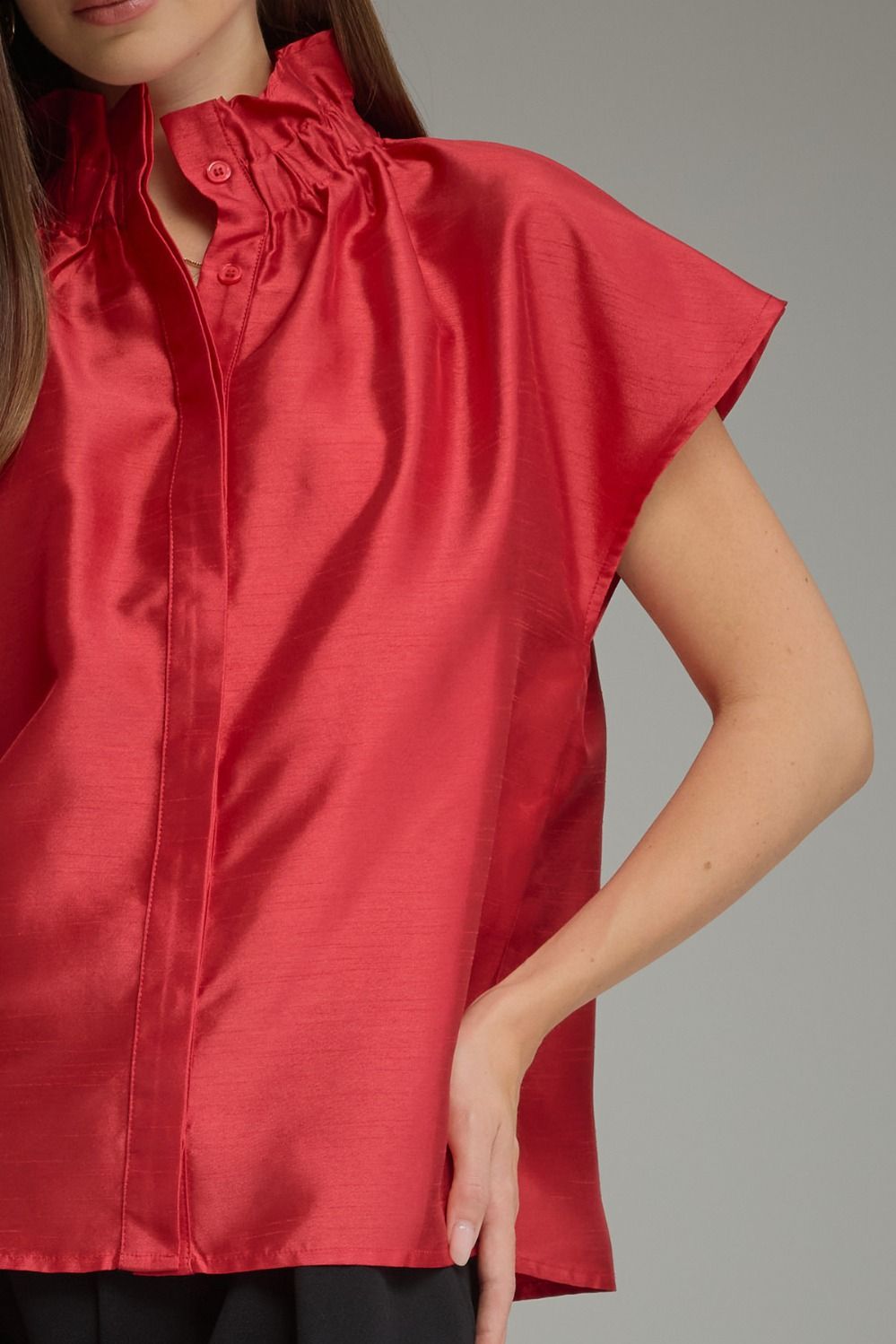 Elegant Festive Ruffle Neck Top