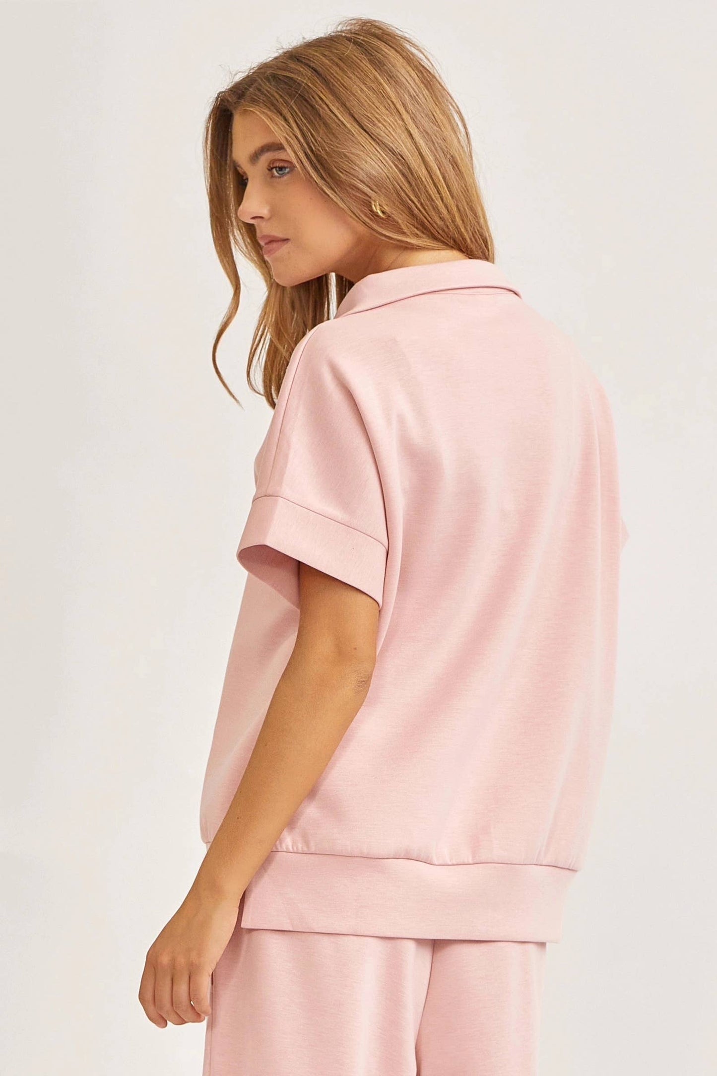 Short Sleeve Quarter Zip + Pants Modal Set