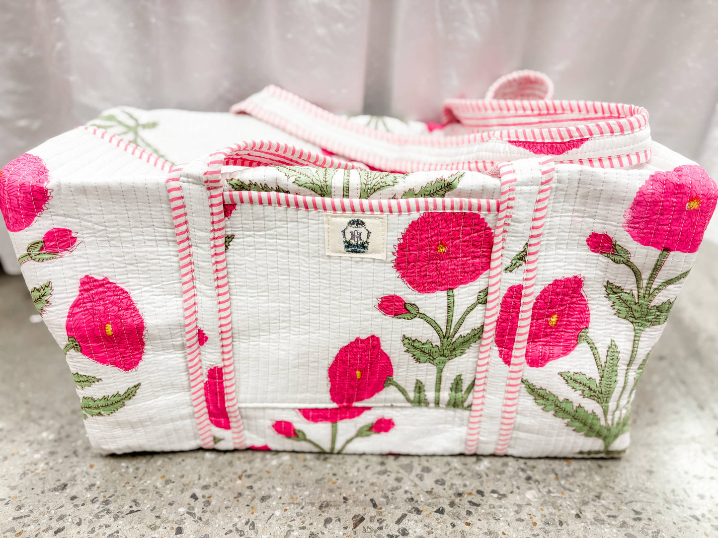 Heart of Grace - Pink Mughal | Large Quilted Duffel Bag