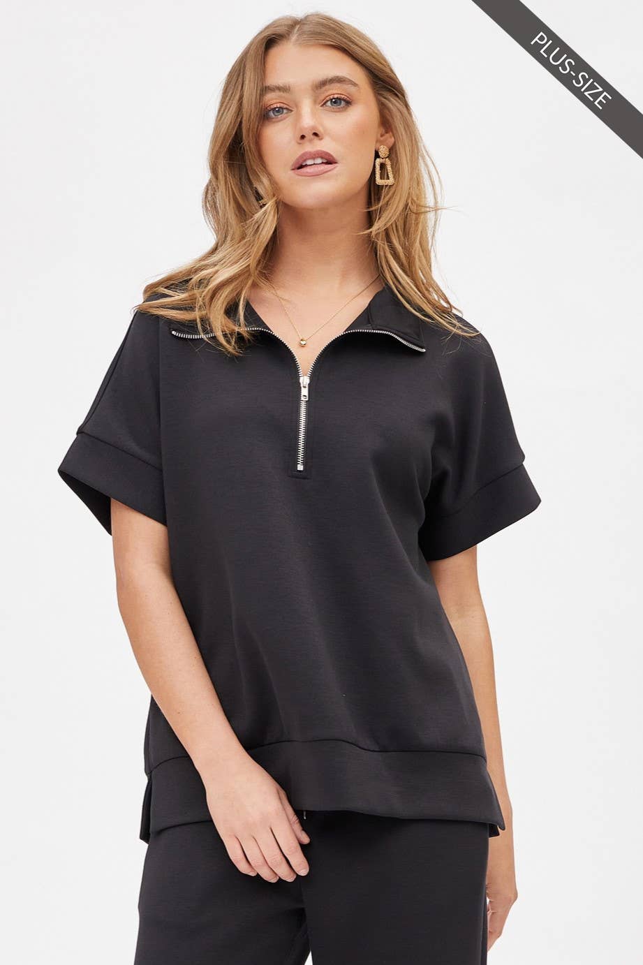 PLUS SIZE Quarter Zip + Pants Modal Set