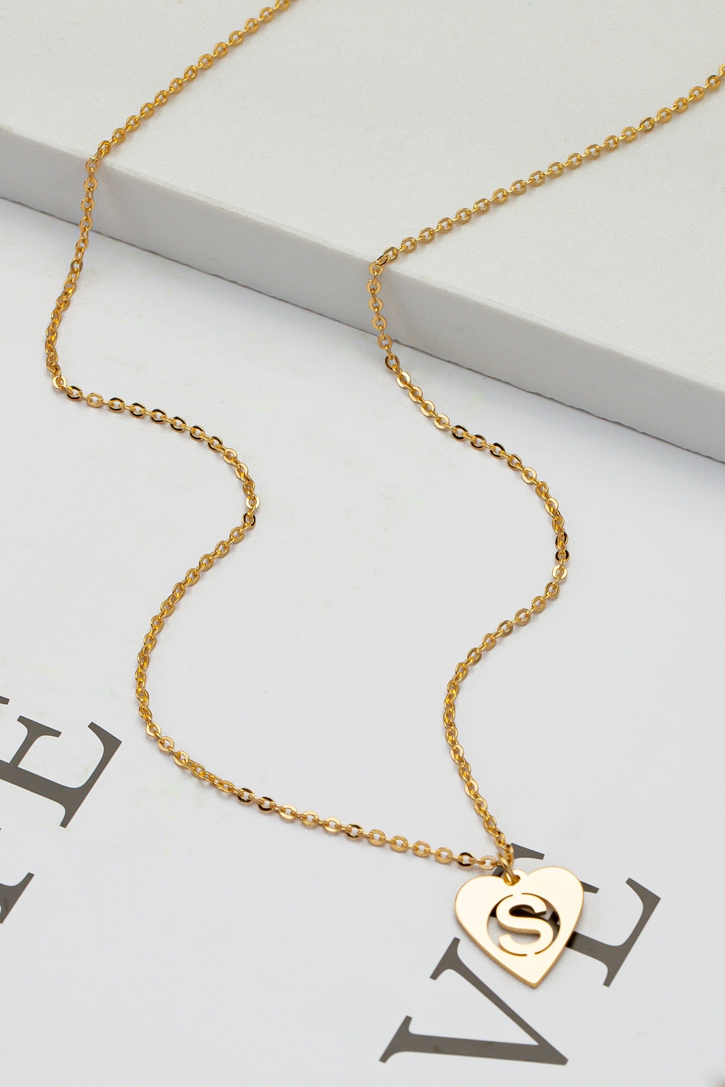Heart shape initial letter necklace