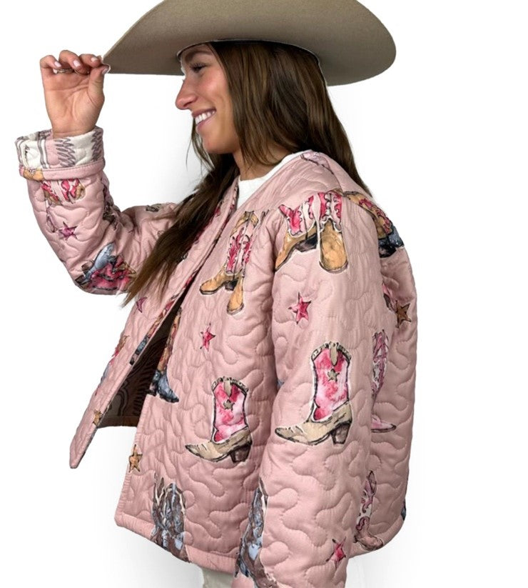 Thunderbird Boots Rose Cropped Quilted Jacket