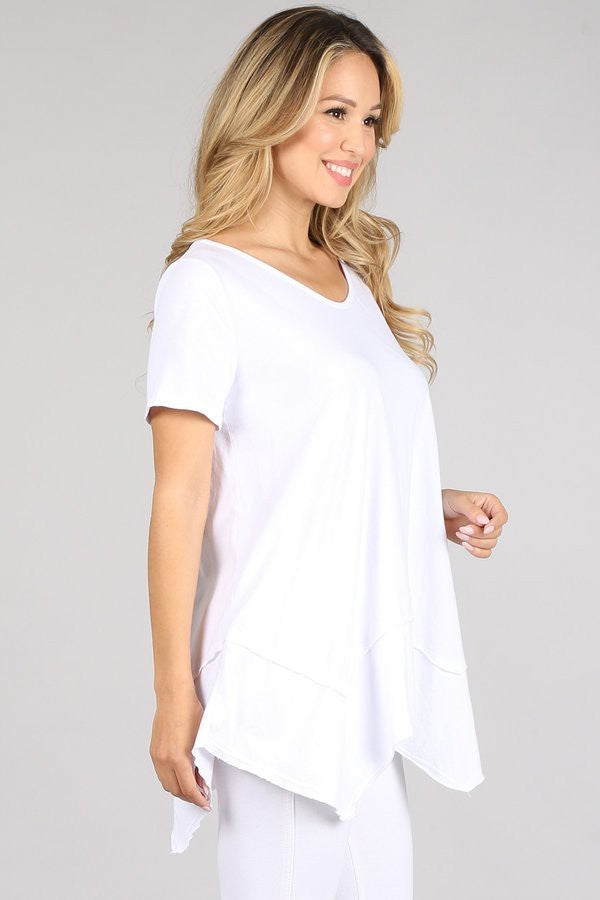 MINERAL DYED BASIC TOP WITH RAW EDGE DETAIL AVAILABLE IN 3 COLORSb