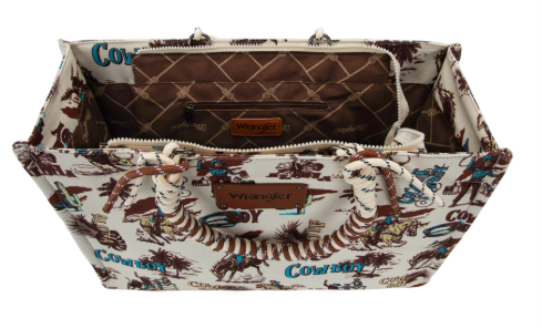 Wrangler COWBOY Dual Sided Print Canvas Wide Tote