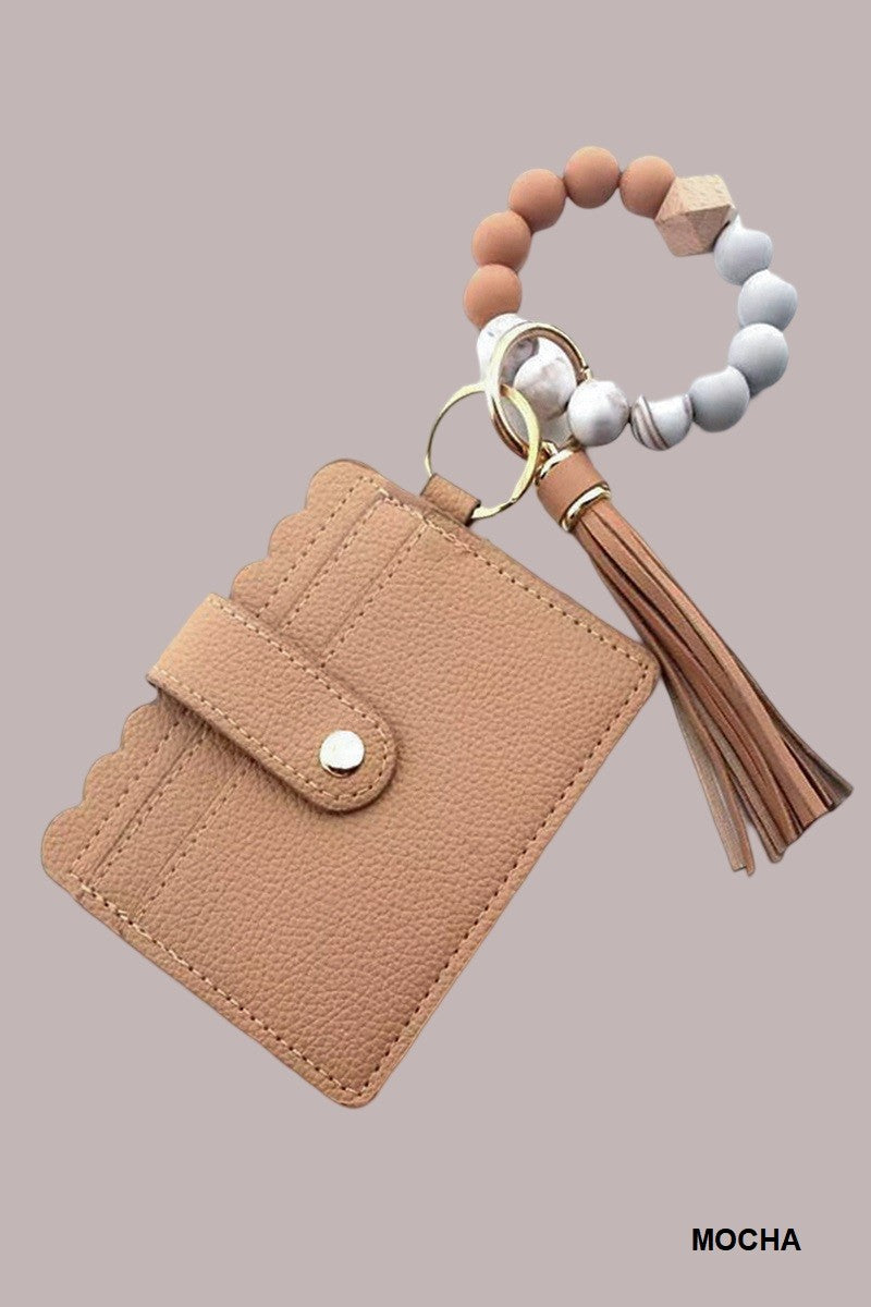 BEADED BRACELET KEYCHAIN CARD HOLDER WALLET