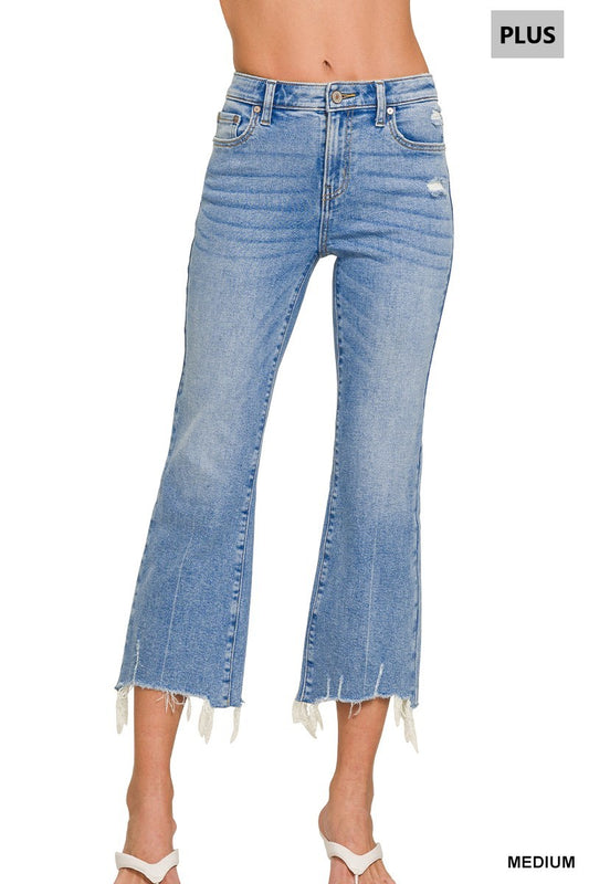 Plus Kick Crop Flare Denim Pants
