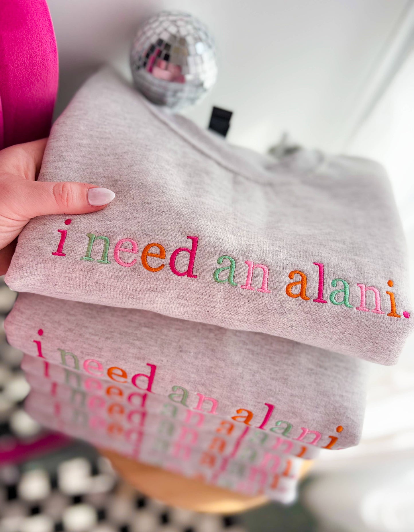 I need a drink Embroidered Crewneck | Sweatshirt