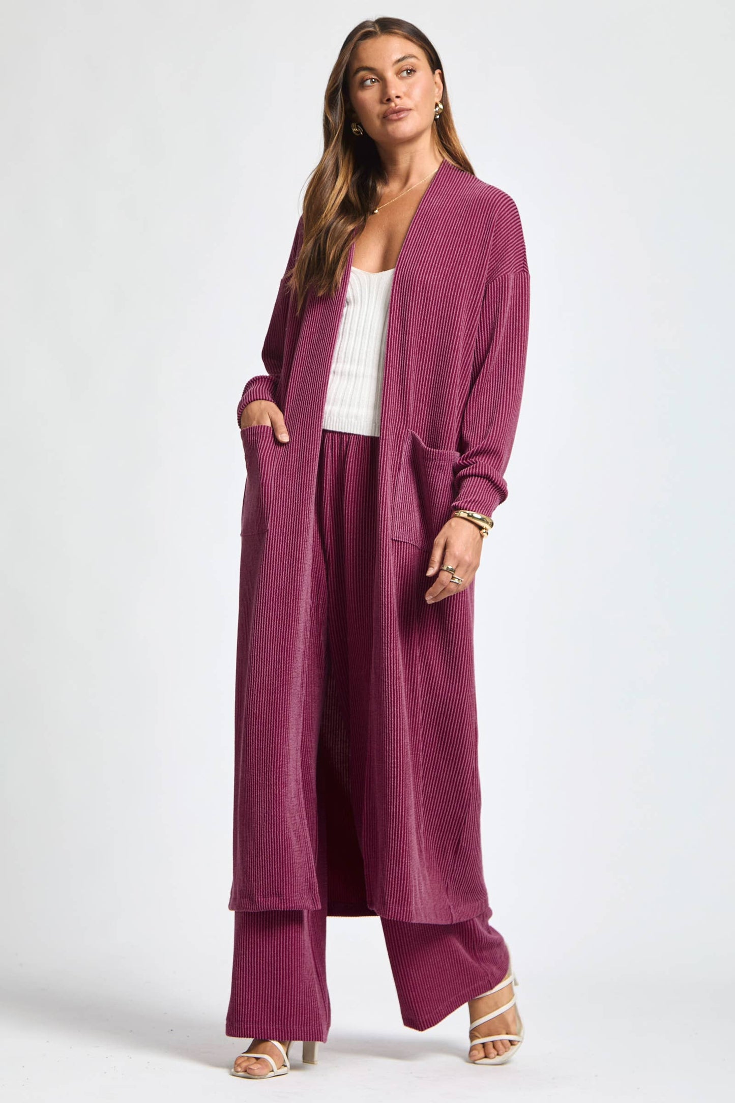Dear Scarlett - Longline Cardigan + Relaxed Pants 2 Piece