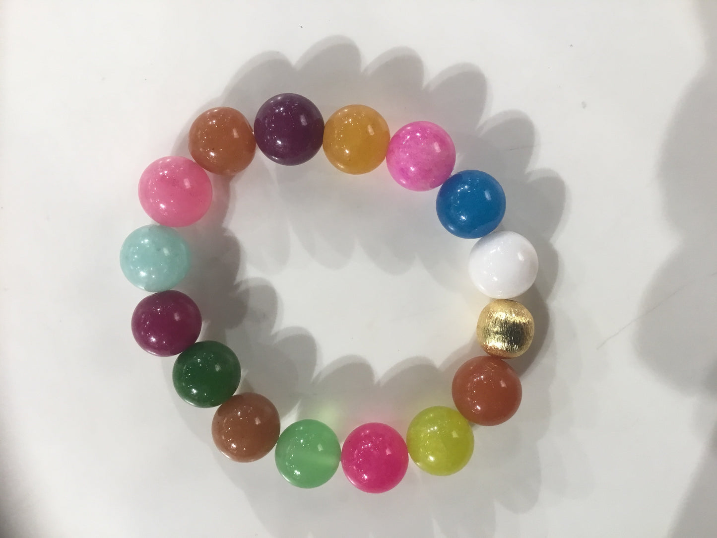 Vibrant Colorful Marble Beaded Stretch Bracelet