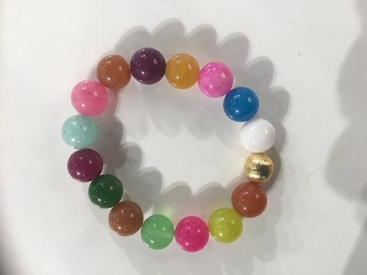 Vibrant Colorful Marble Beaded Stretch Bracelet