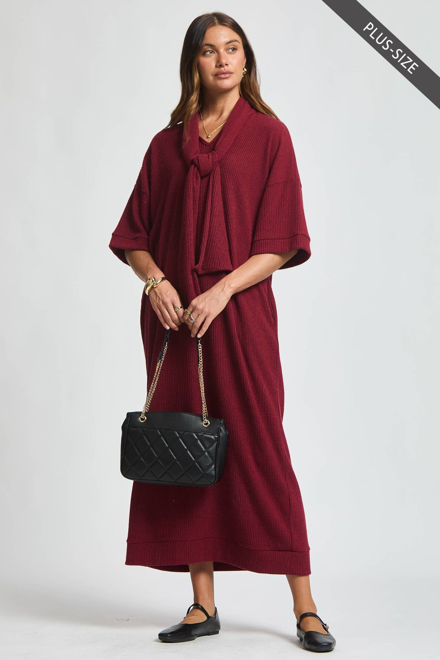 Dear Scarlett - PLUS SIZE Relaxed Fit Ribbed Maxi Dress