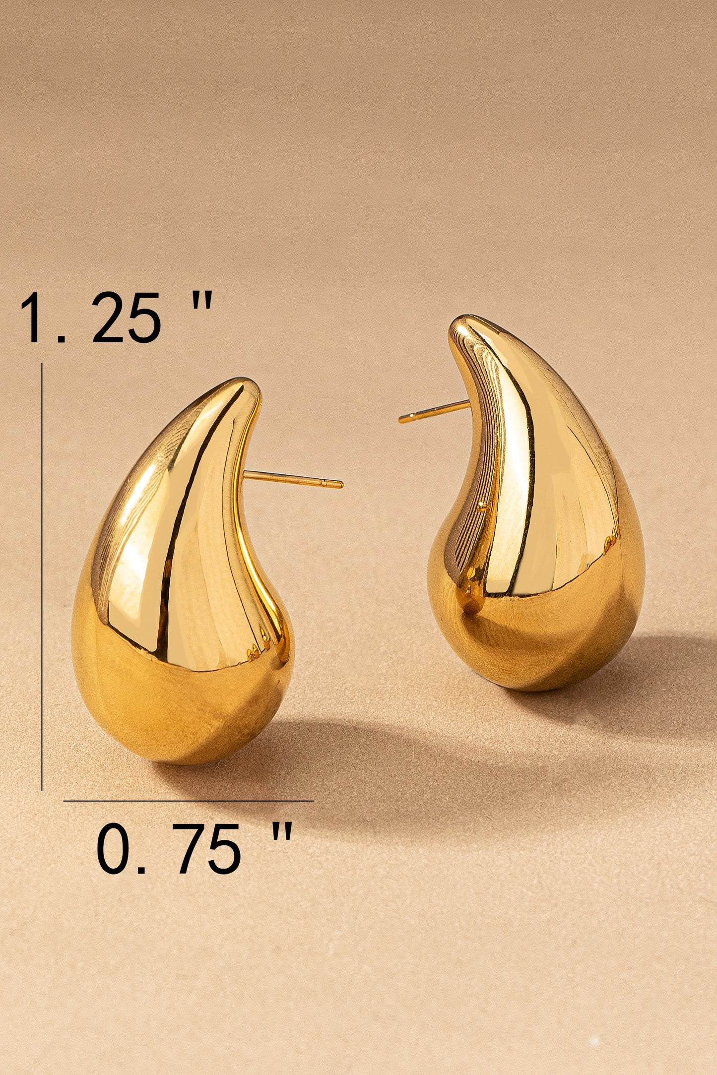 hypoallergenic stainless steel puffy teardrop