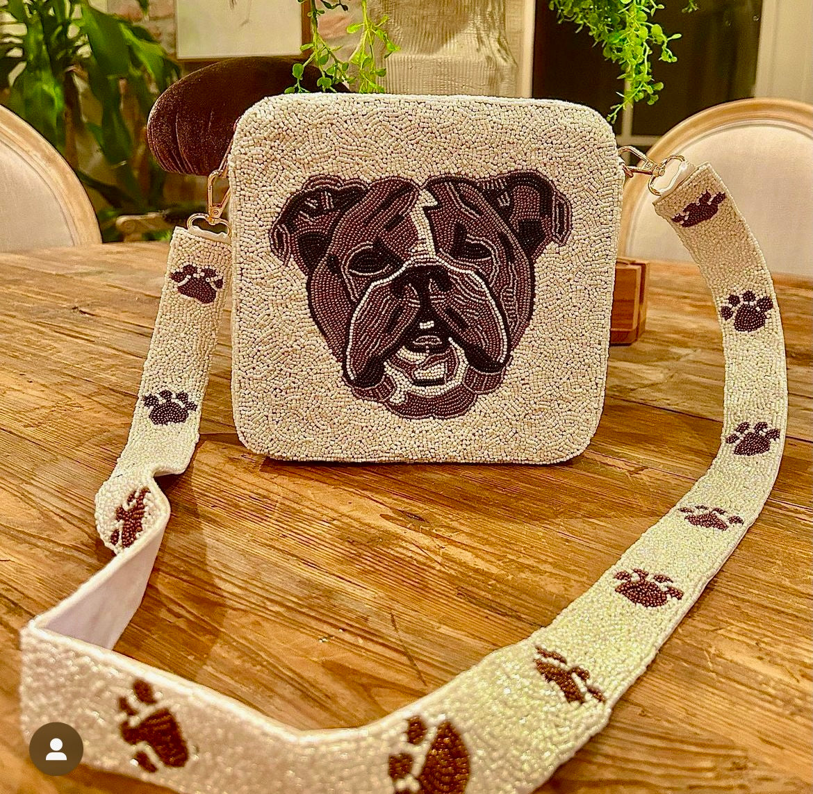 Bulldog Beaded Purse