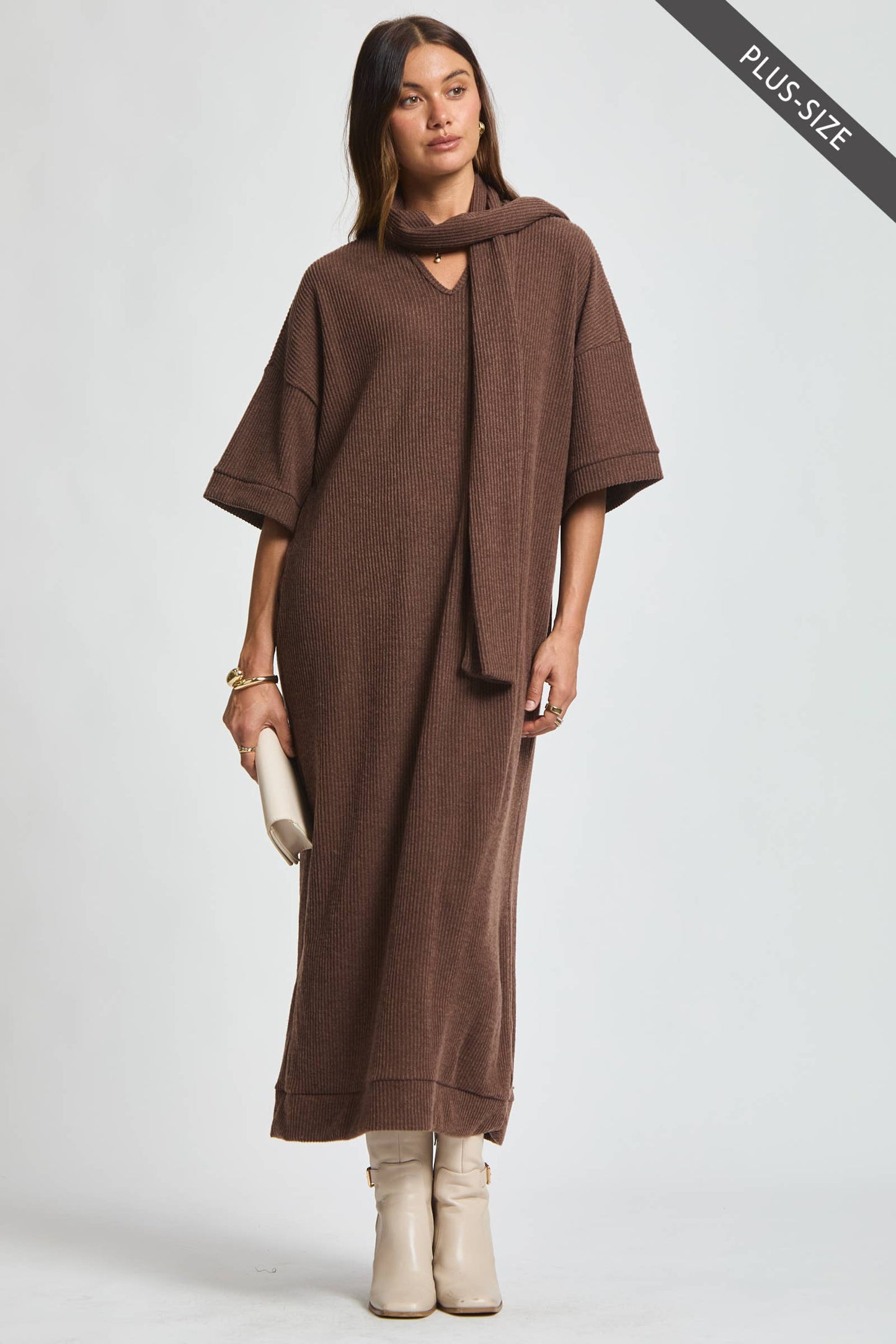 Dear Scarlett - PLUS SIZE Relaxed Fit Ribbed Maxi Dress