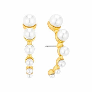 Gold with Pearl Studded Accents Stud .75" Earring