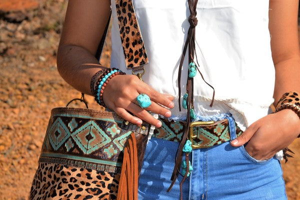 Turquoise Chunk on Cuff Ring-Drop Ship