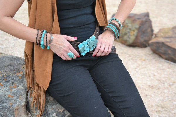 Turquoise Chunk on Cuff Ring-Drop Ship