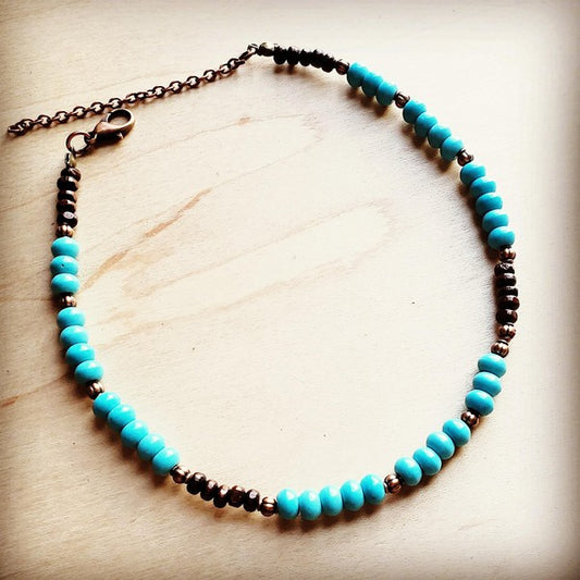 Blue Turquoise Choker Necklace-Drop Ship