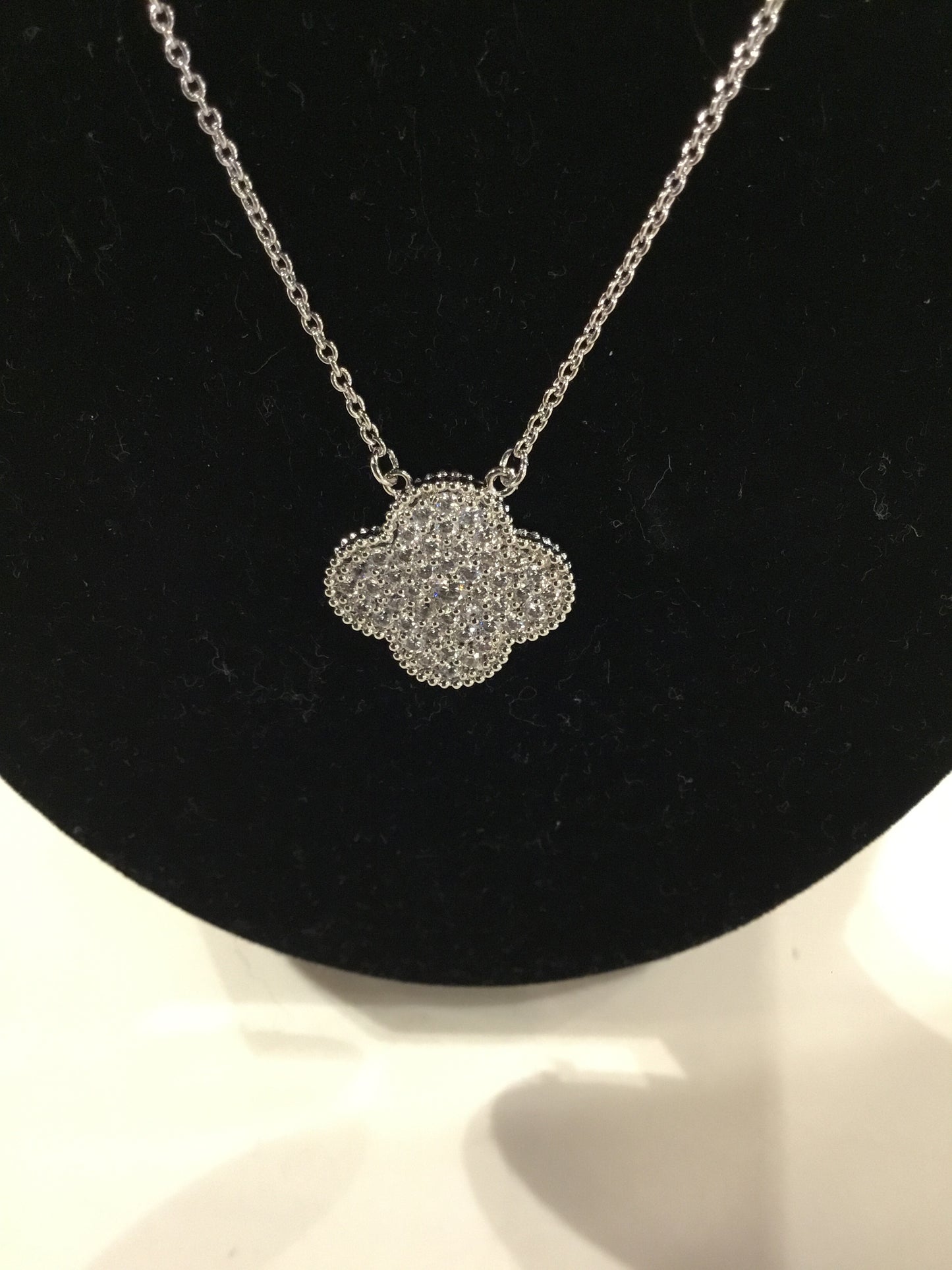 Pave CZ Four-Leaf Clover Necklace