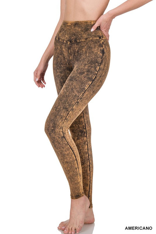 MINERAL WASHED WIDE WAISTBAND YOGA LEGGINGS