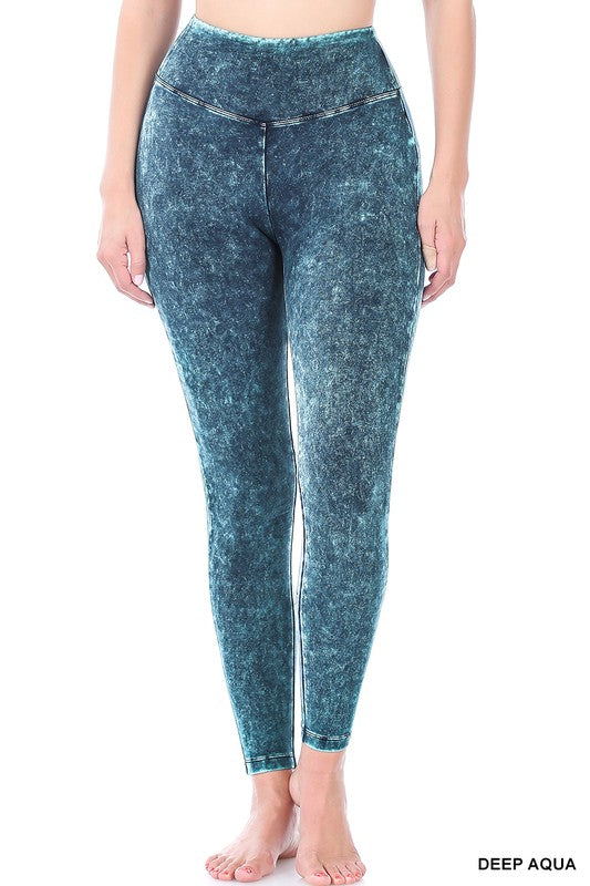 MINERAL WASHED WIDE WAISTBAND YOGA LEGGINGS