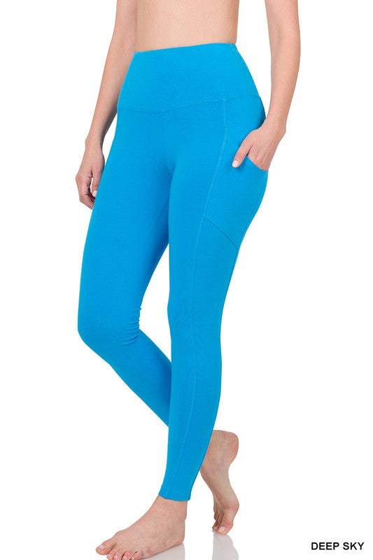 BETTER COTTON WIDE WAISTBAND POCKET LEGGINGS