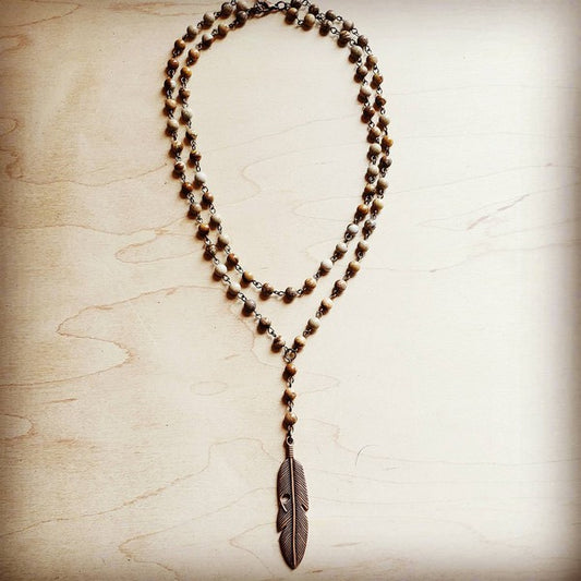 Double strand lariat picture jasper necklace-Drop Ship