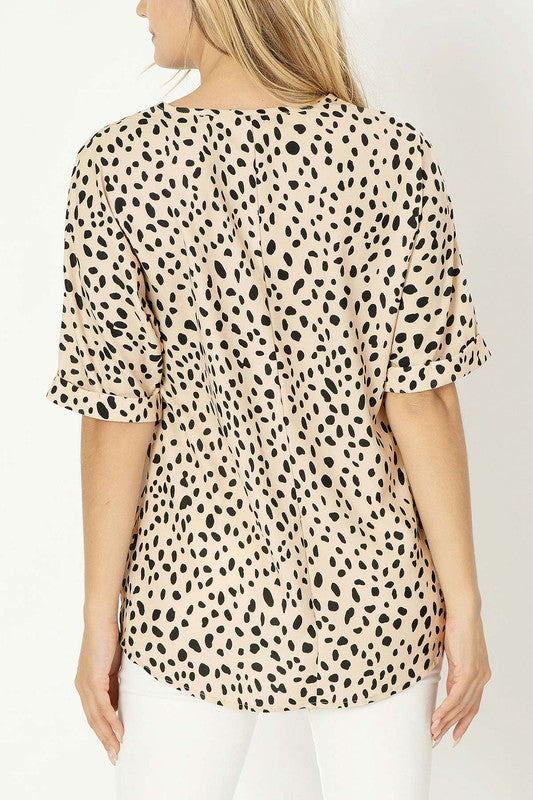 Leopard V neck blouse