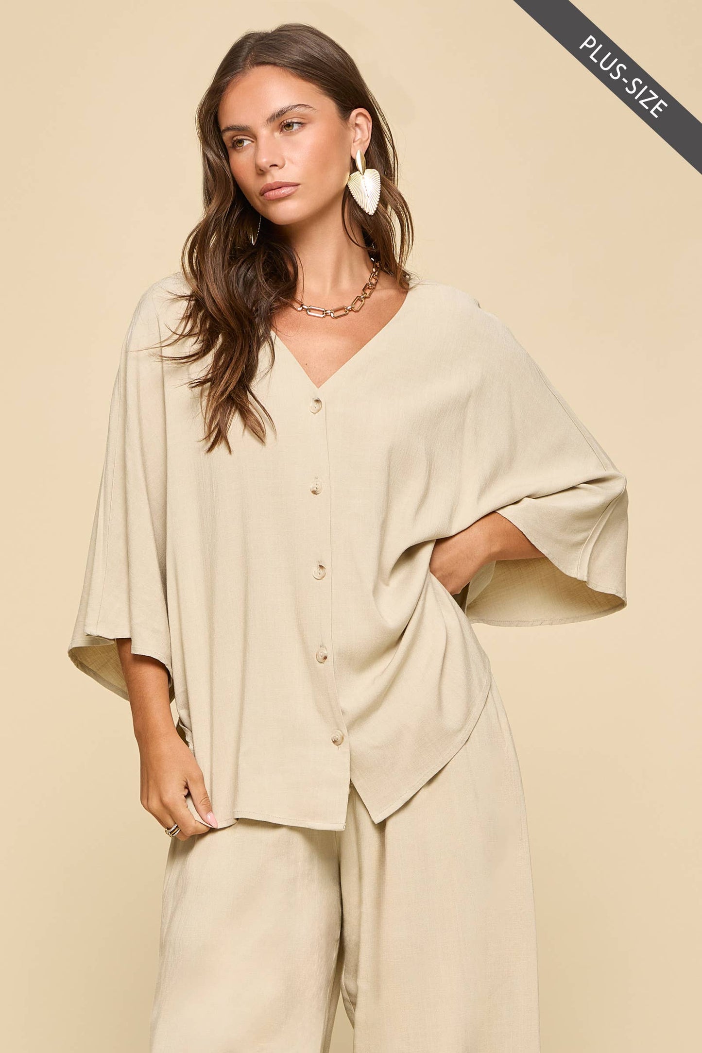 PLUS SIZE 2-Piece Linen Summer Set