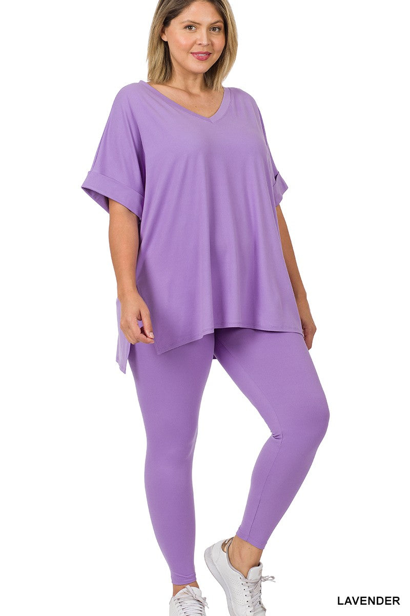 PLUS BRUSHED DTY MICROFIBER LOUNGEWEAR SET