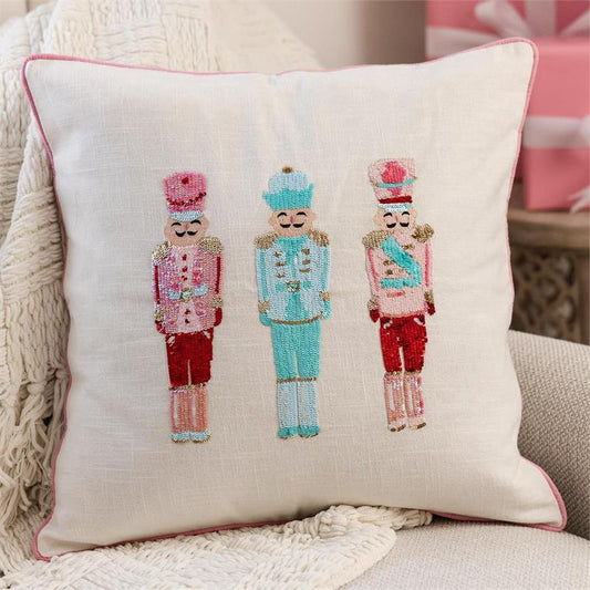 Square Pillow Sequin Nutcrackers