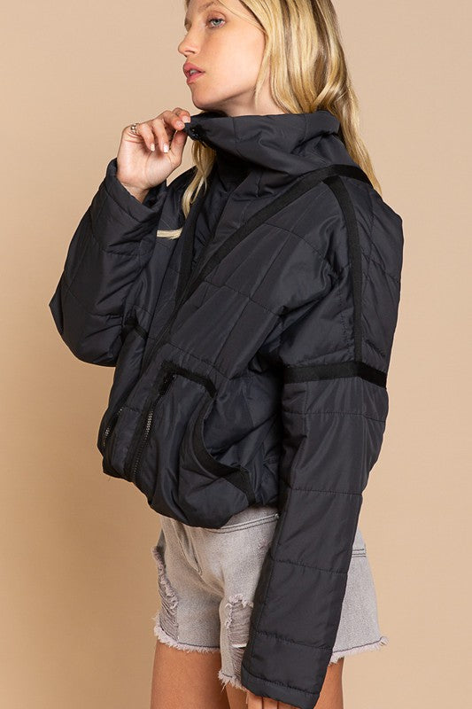 Quilted With Zipper Closure Jacket-Drop Ship