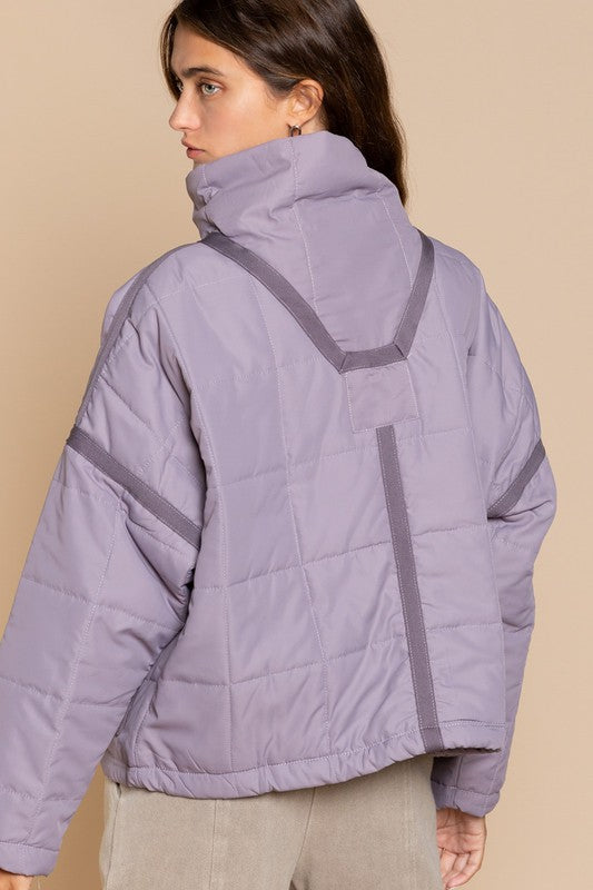 Quilted With Zipper Closure Jacket-Drop Ship