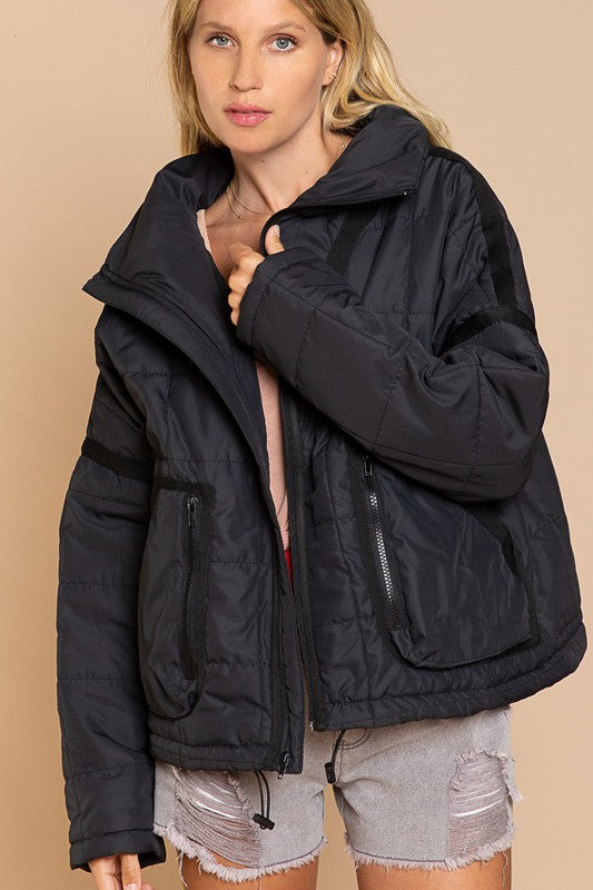 Quilted With Zipper Closure Jacket-Drop Ship