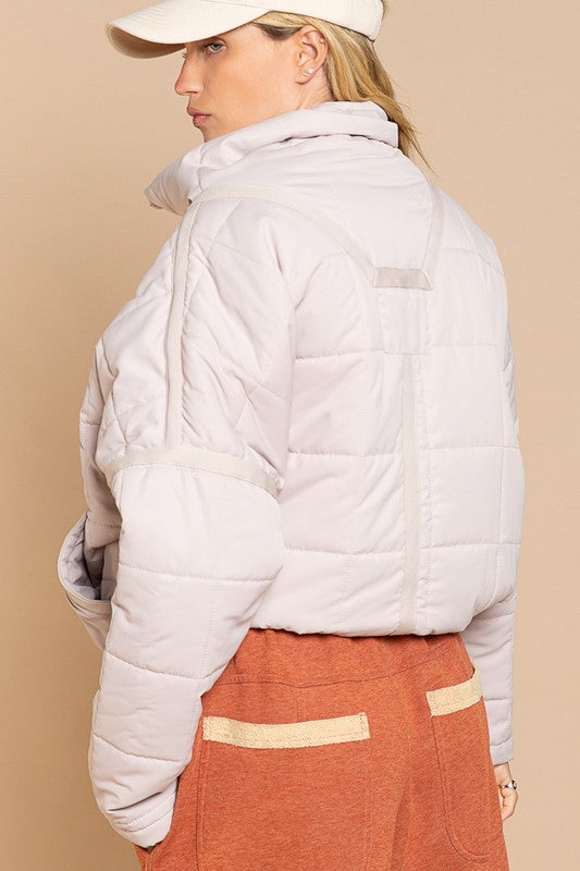 Quilted With Zipper Closure Jacket-Drop Ship