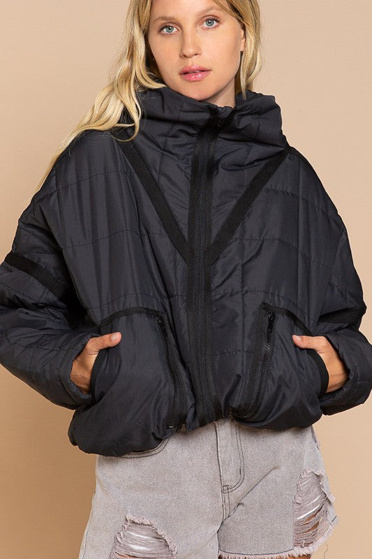 Quilted With Zipper Closure Jacket-Drop Ship