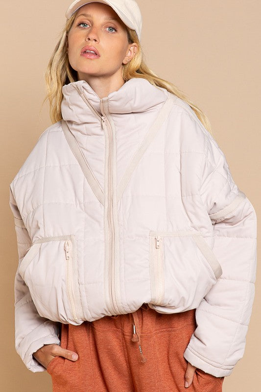 Quilted With Zipper Closure Jacket-Drop Ship