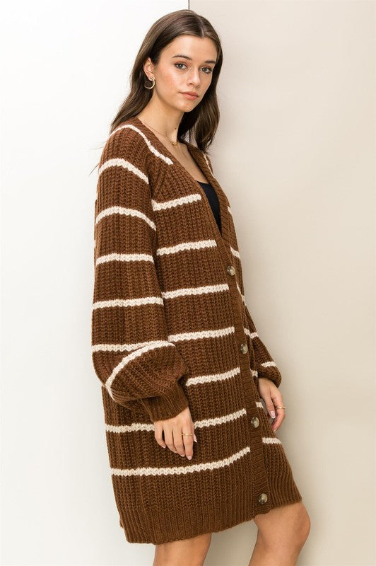 Made for Style Oversized Striped Sweater Cardigan-Drop Ship