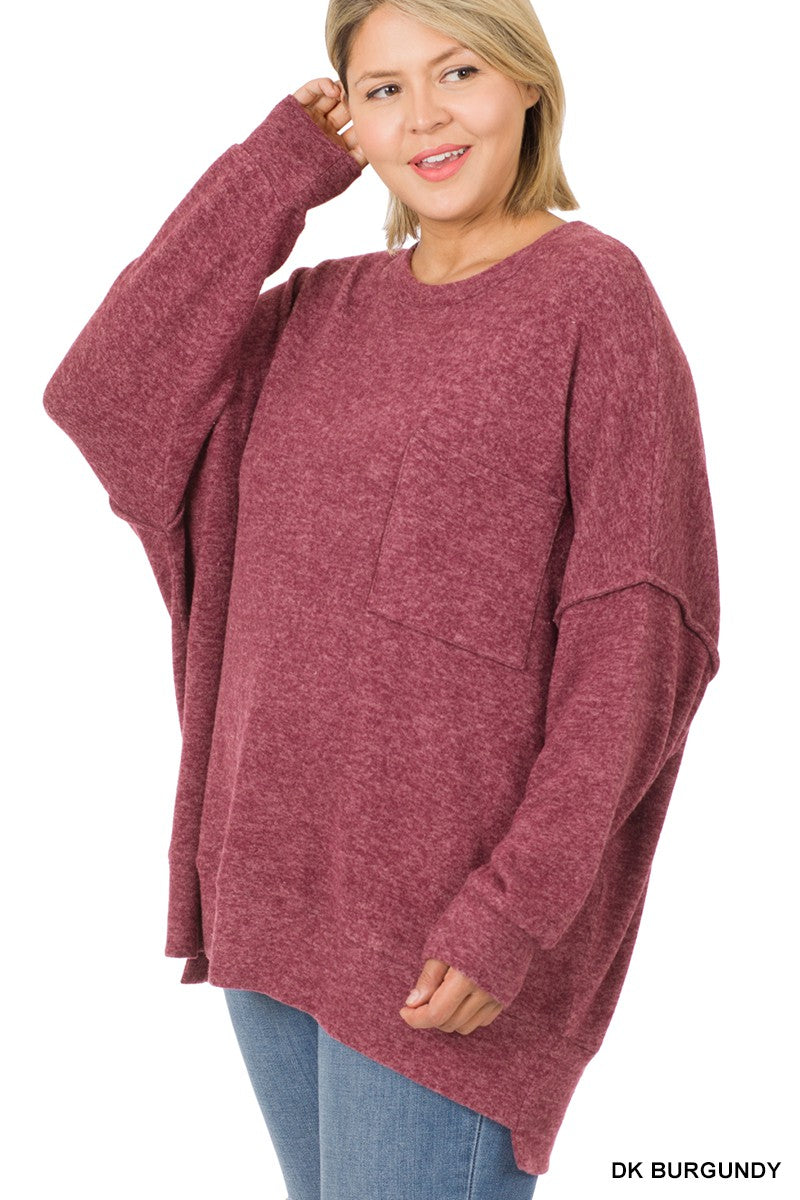 PLUS BRUSHED MELANGE DROP SHOULDER SWEATER