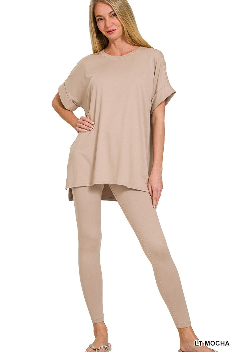 BRUSHED DTY MICROFIBER LOUNGEWEAR SET