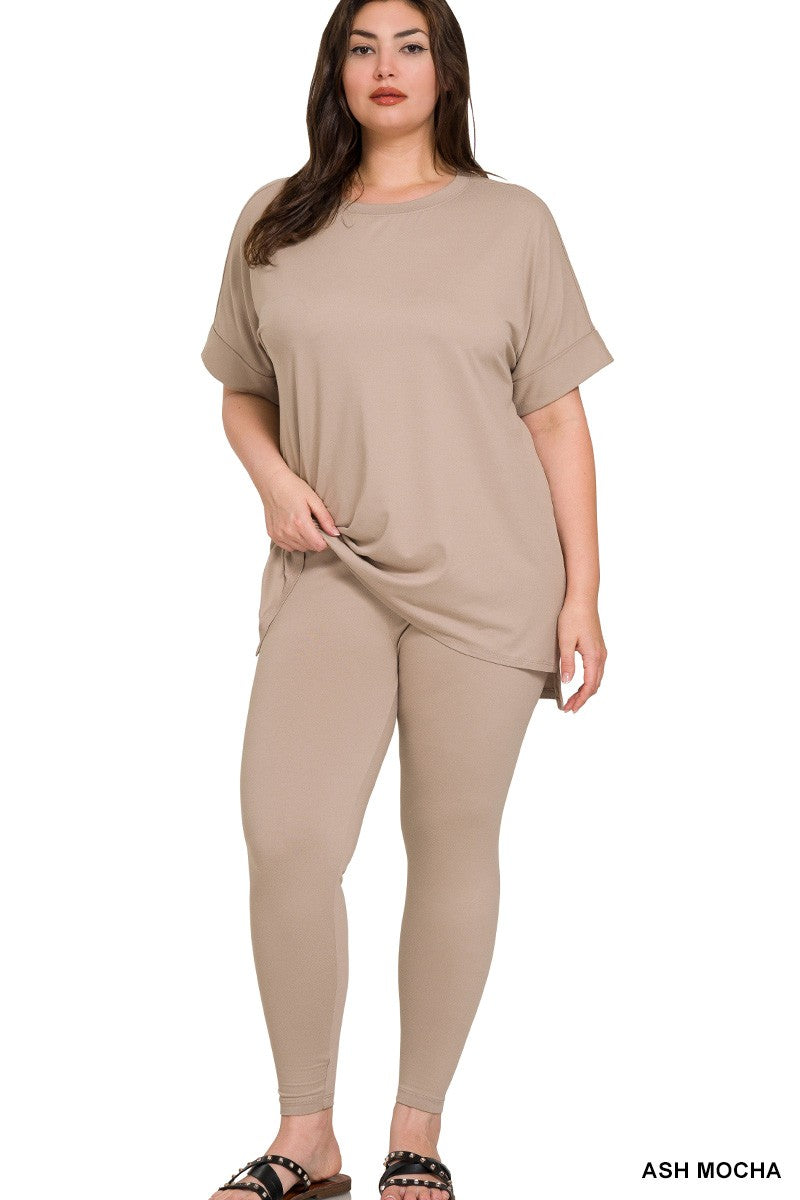 PLUS BRUSHED DTY MICROFIBER LOUNGEWEAR SET