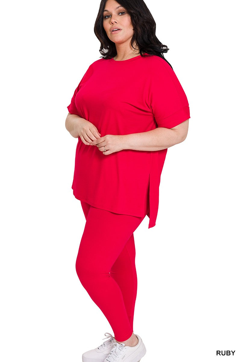 PLUS BRUSHED DTY MICROFIBER LOUNGEWEAR SET