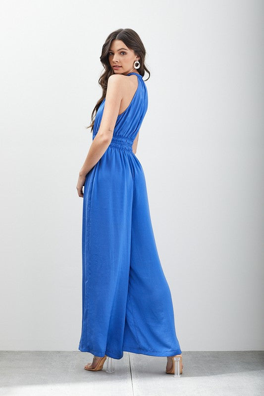 High Neck Sleeveless Jumpsuit-Drop Ship