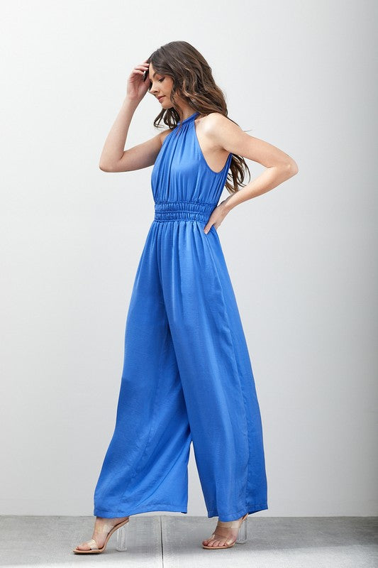 High Neck Sleeveless Jumpsuit-Drop Ship