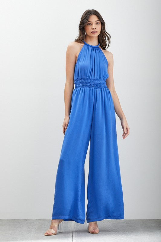 High Neck Sleeveless Jumpsuit-Drop Ship