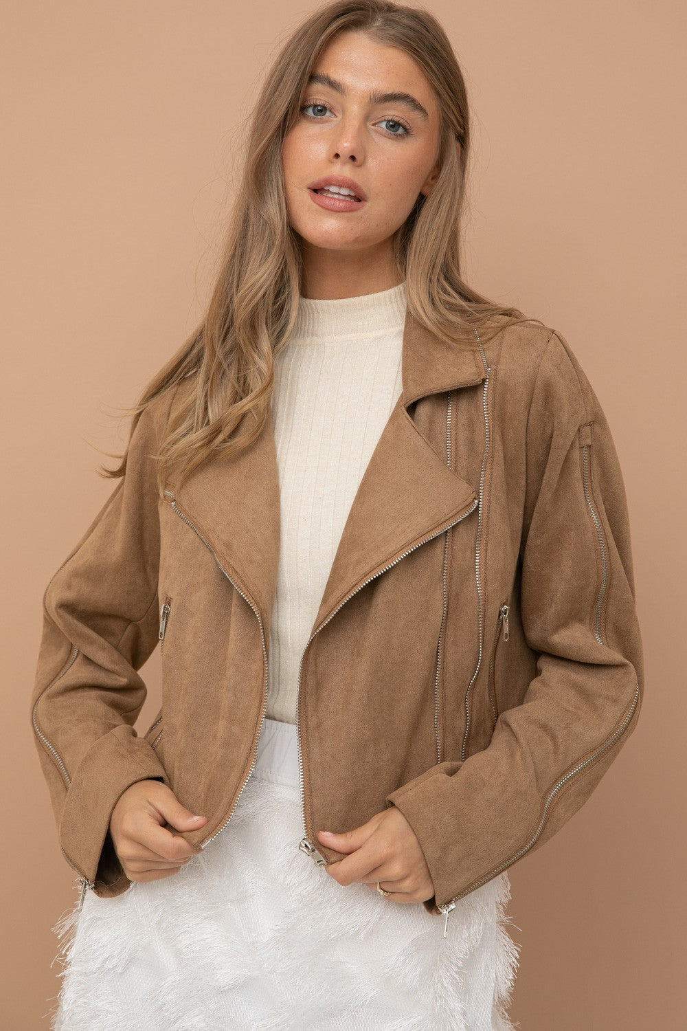 Suede Moto Crop Jacket