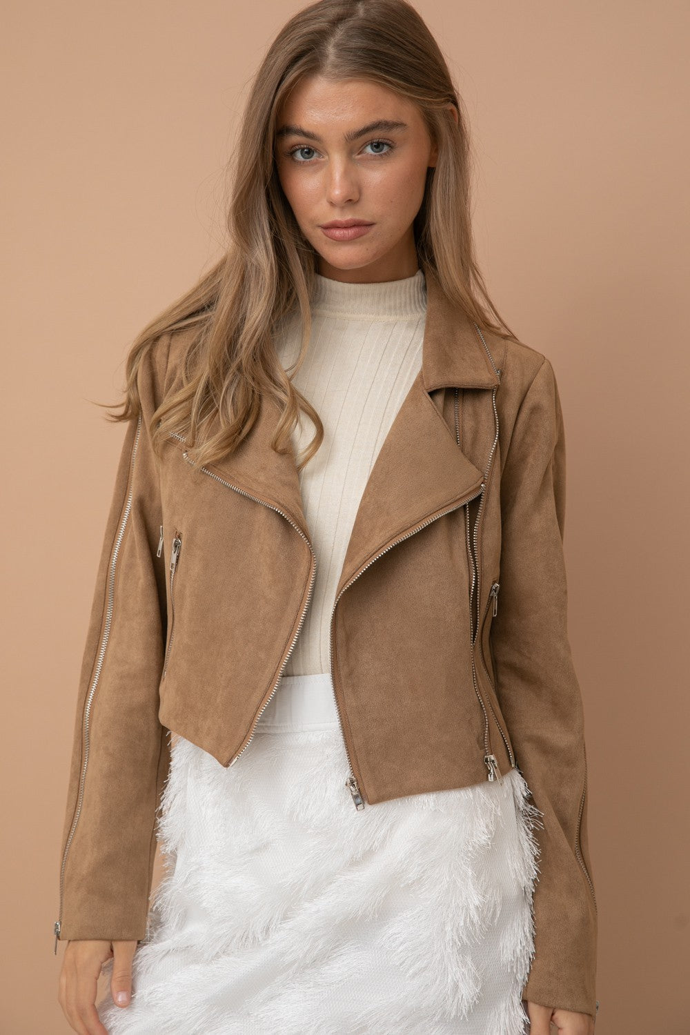 Suede Moto Crop Jacket