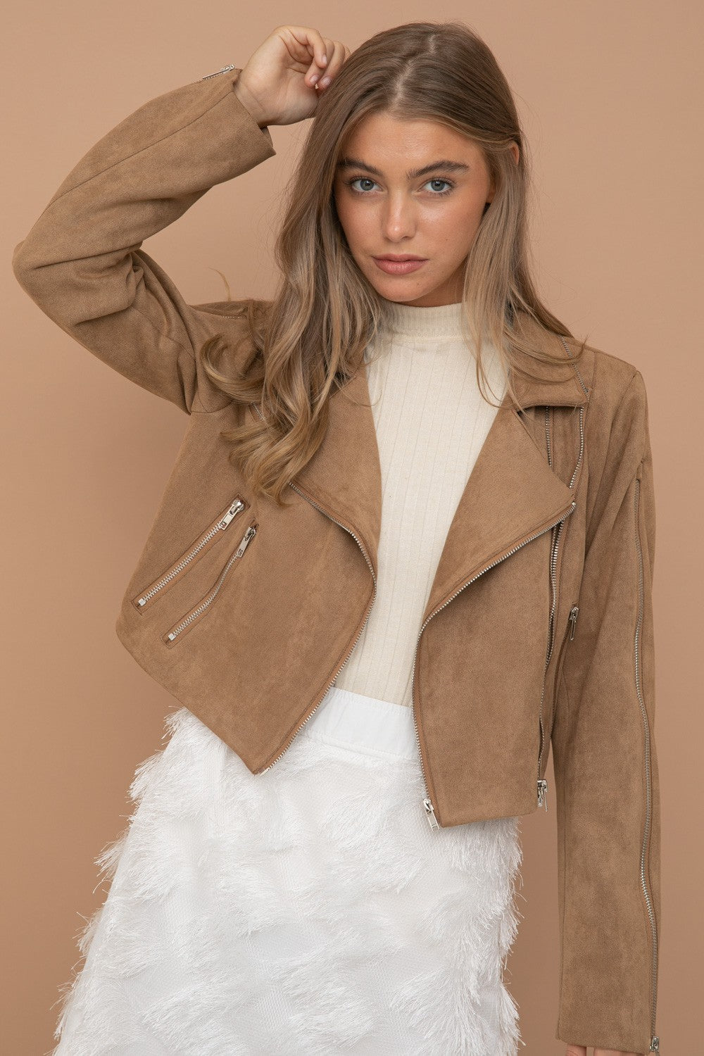 Suede Moto Crop Jacket