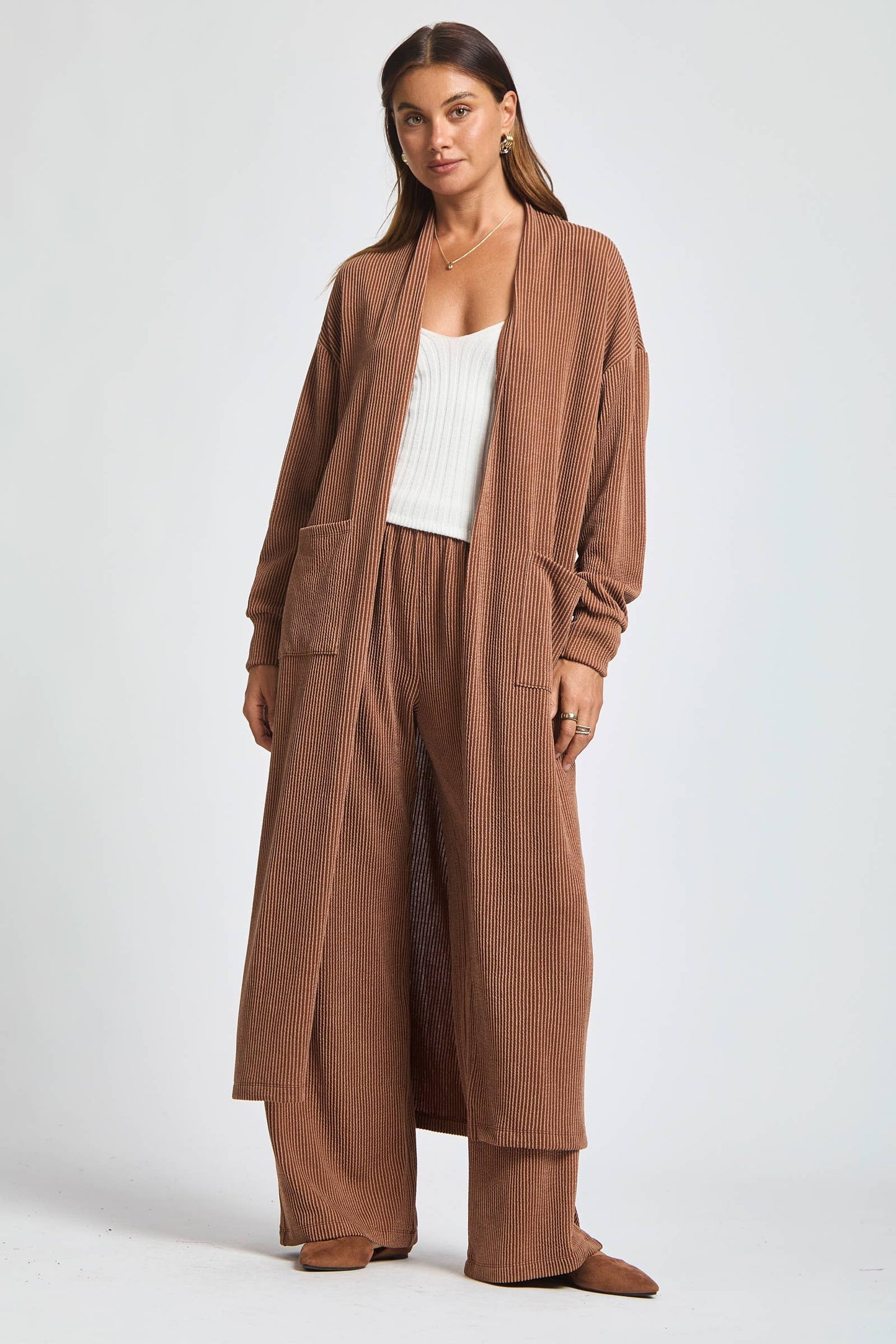 Dear Scarlett - Longline Cardigan + Relaxed Pants 2 Piece